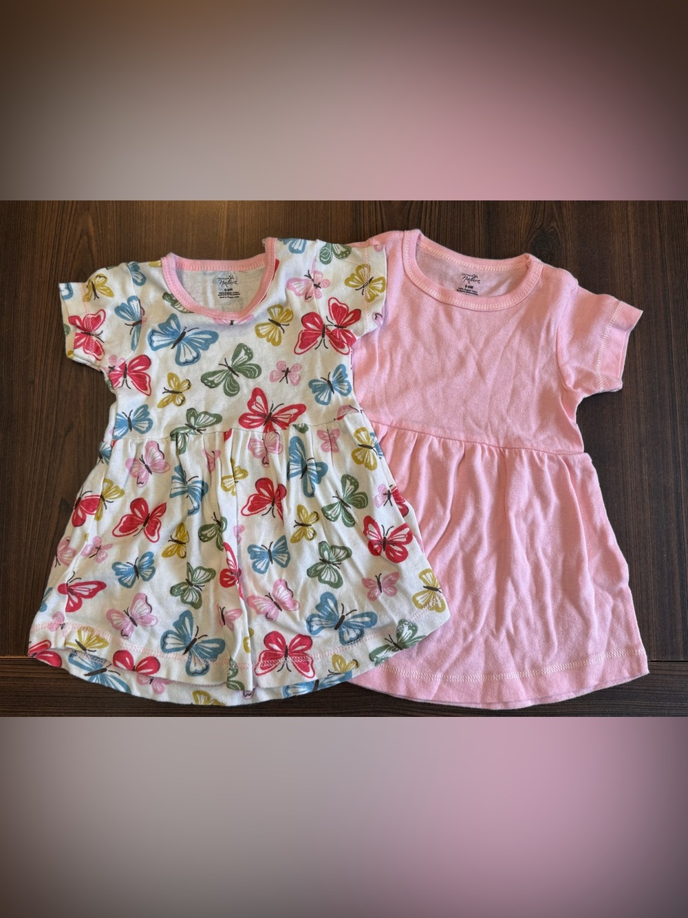 Pair of Toddler Dresses - Pink & Butterfly Print